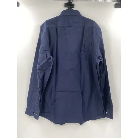 Banana Republic Dress Shirt Navy Classic Fit Guayabera Long Sleeve XL 17/ 17.5 - Picture 3 of 6